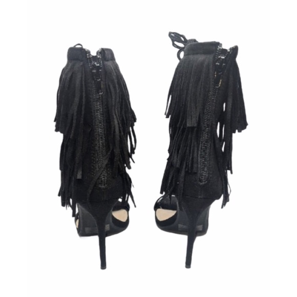Black Fringe Heels From Go Jane - Picture 3 of 5